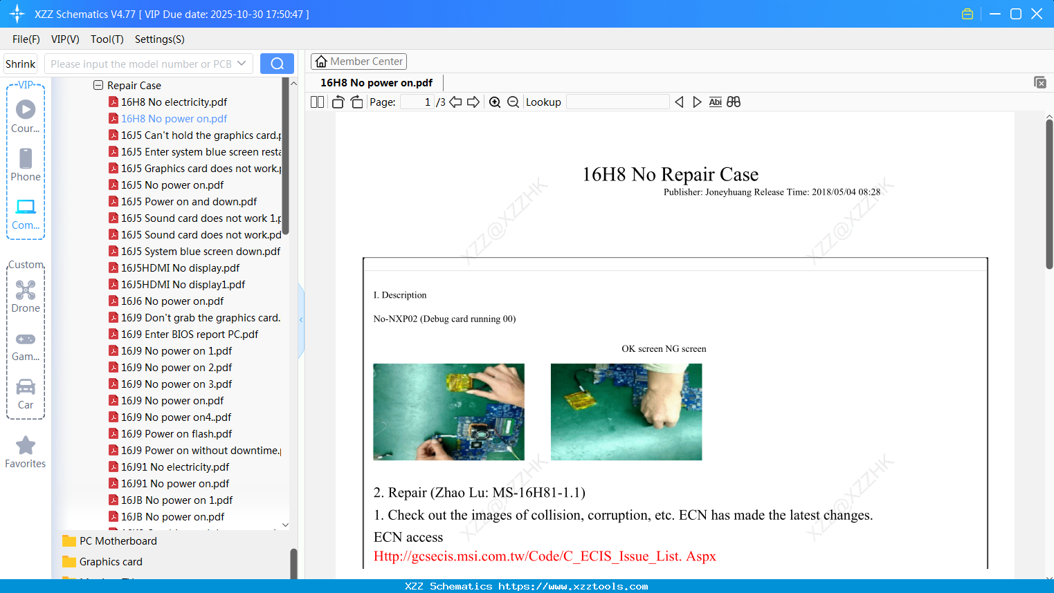 Laptop MSI 16H8 No Power On
